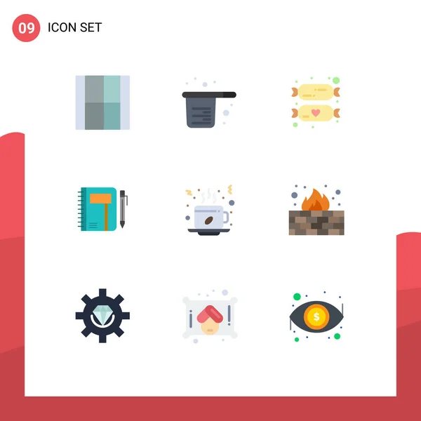 Stock Vector Icon Pack Mit Zeilenzeichen Und Symbolen Für Notizblock — Stockvektor