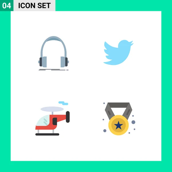 Conjunto Moderno Iconos Planos Símbolos Como Audio Transporte Monitor Social — Vector de stock