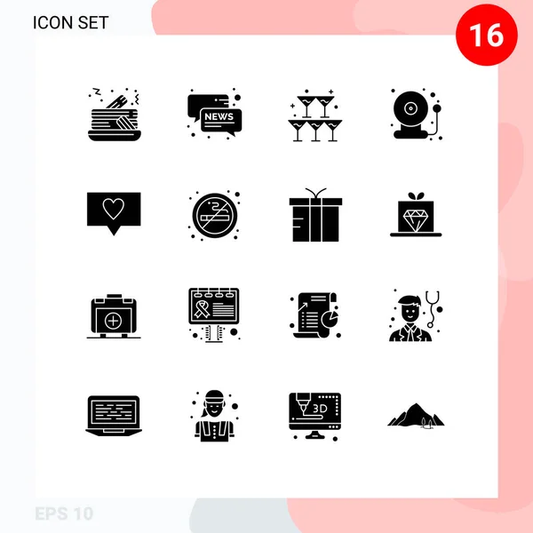 User Interface Pack Mit Basic Solid Glyphen Von Botschaften Wie — Stockvektor