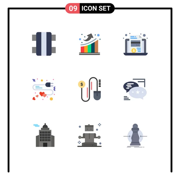 Universal Icon Symbols Gruppo Modern Flat Colors Dollar Heart Laptop — Vettoriale Stock