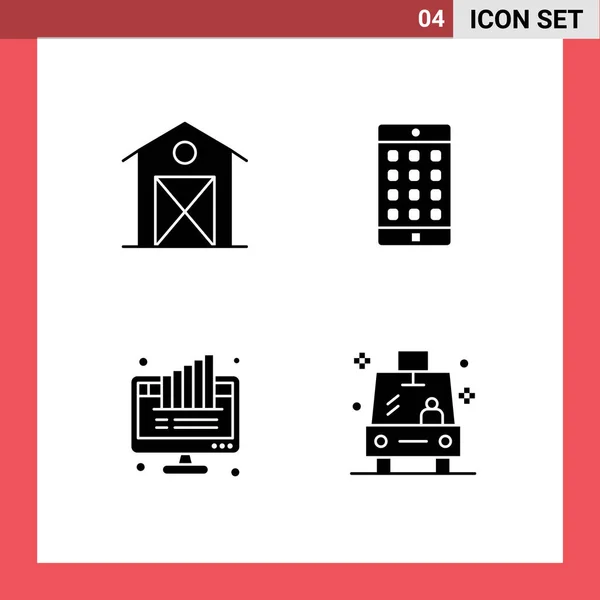 User Interface Solid Glyph Pack Modern Signs Symbols Autumn Graph — Stock Vector
