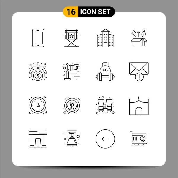 Stock Vector Icon Pack Mit Zeilenzeichen Und Symbolen Für Finanzprodukte — Stockvektor