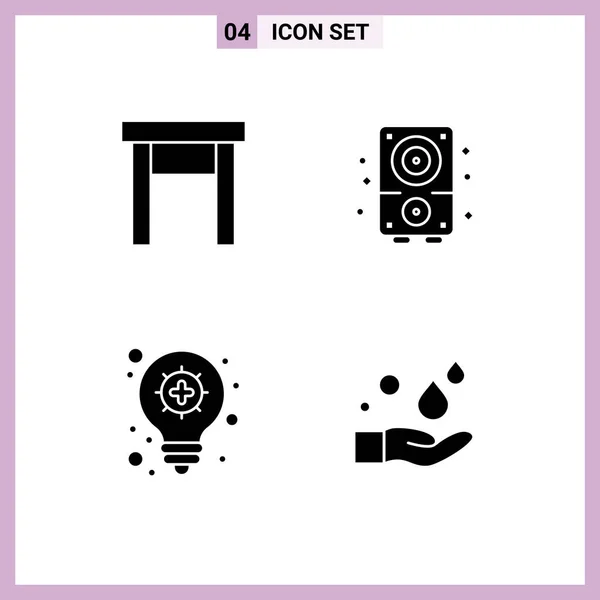 Set Modern Icons Sysymbols Signs Furniture Light Bulb Stool Music — Archivo Imágenes Vectoriales