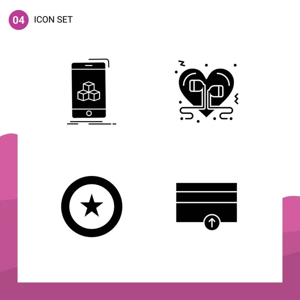 Solid Glyph Pack Universal Symbols Box Achievement Product Love Favorite — Image vectorielle