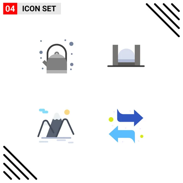 Conjunto Iconos Interfaz Usuario Moderna Signos Para Desayuno Montaña Puente — Vector de stock