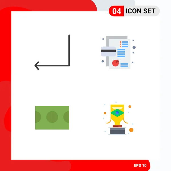 4つのモダンなUiアイコンのセット矢印 フィールド ビジネス デビット ブラジルの編集可能なベクトルデザイン要素の記号 — ストックベクタ