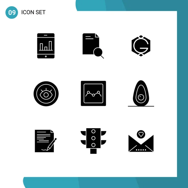 Set Commercial Solid Glyphs Pack Graph Analytics Coin Technical Service — Stock Vector