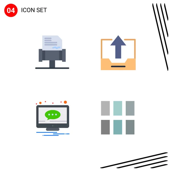 Group Flat Icons Signs Symbols Book Comment Cabinet Office Notification — Stock Vector