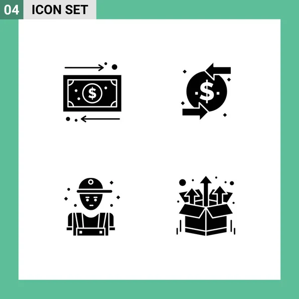 Thematic Vector Solid Glyphs Editable Symbols Business Mechanic Money Dollar — Stock Vector