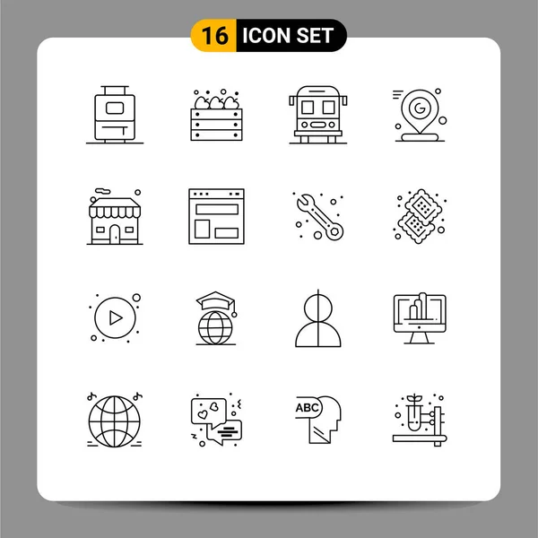 Icone Creative Segni Simboli Moderni Reale Costruzione Scuola Marchio Pin — Vettoriale Stock
