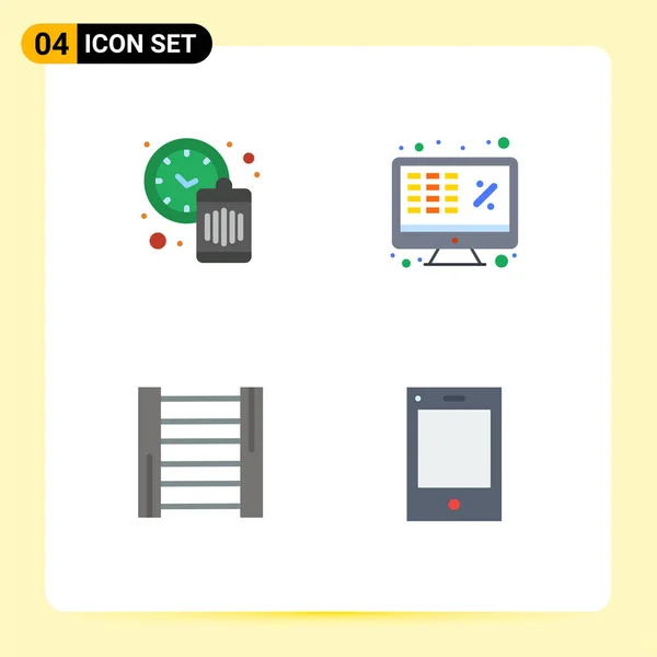 Set Vector Flat Icons Grid Clock Construction Waste Finance Tools — Vector de stock