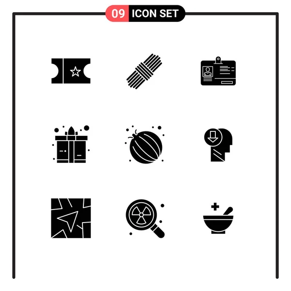 Pictogram Set Simple Solid Glyphs Human Arrow Vegetable Food Editable — Stockový vektor