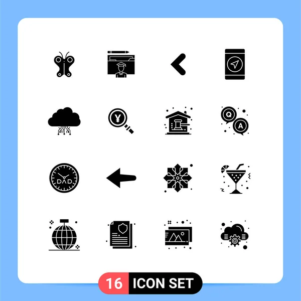 Set Modern Icons Sysymbols Signs Computing Gps Scholar Location Left — Vector de stock