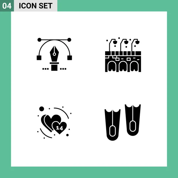 Set Von Modernen Symbolen Symbole Zeichen Für Stift Februar Bildung — Stockvektor