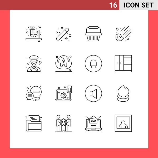 Pictogram Conjunto Linhas Simples Táxi Carro Cesta Espaço Meteor Editable —  Vetores de Stock