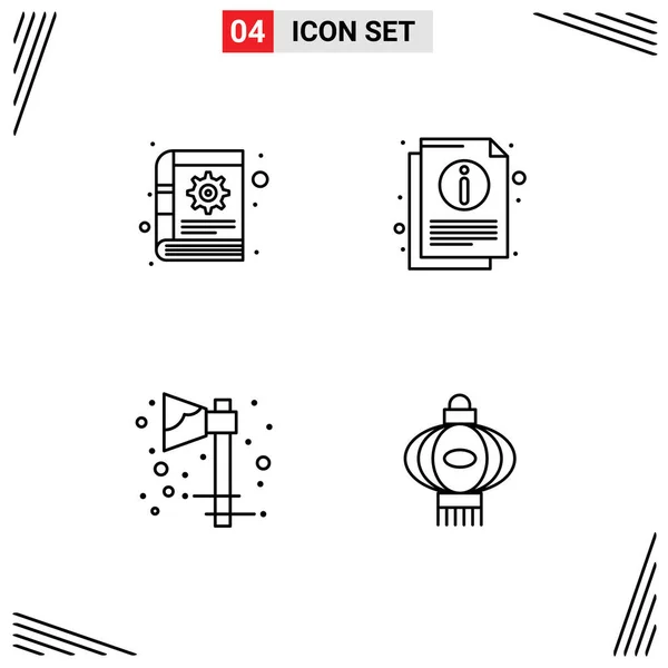Stock Vector Icon Pack Líneas Signos Símbolos Para Libro Celebración — Archivo Imágenes Vectoriales