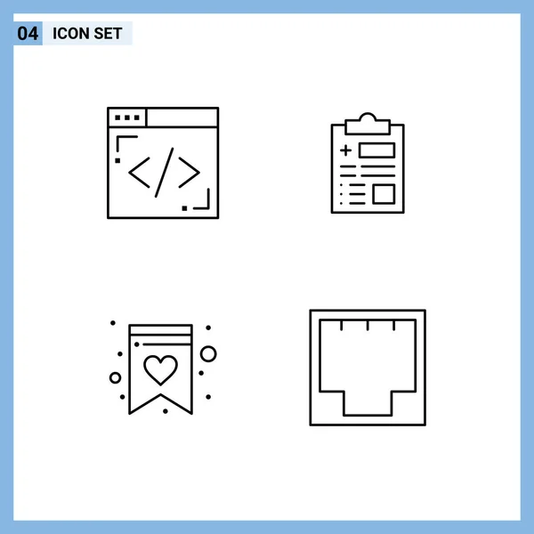 Editable Vector Line Pack Простих Заповнених Кольорів Плоских Кольорів Кодування — стоковий вектор