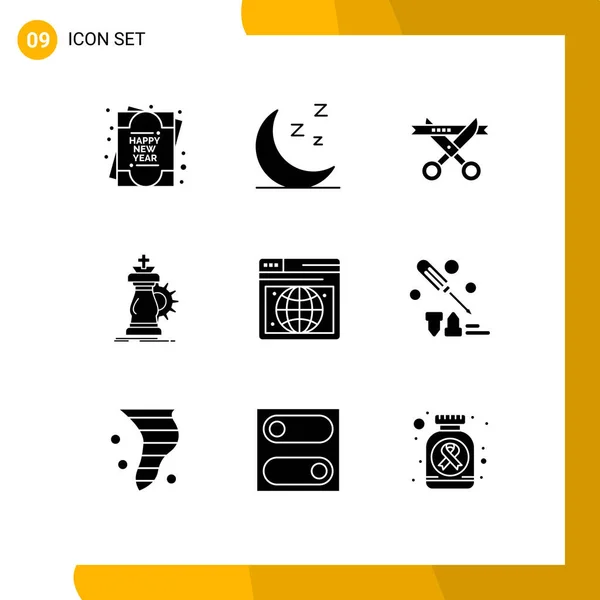 Set Commercial Solid Glyphs Pack Webpage Seo Modern Success Horse — Image vectorielle