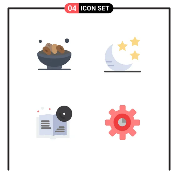 Universal Flat Icons Set Web Mobile Applications Bowl Bookmark Muslim — 스톡 벡터