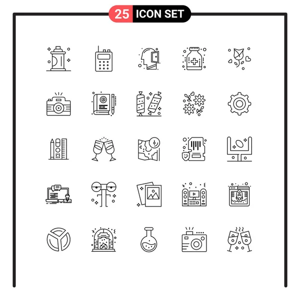 User Interface Line Pakiet Nowoczesnych Znaków Symboli Kwiatu Szpitala Głowy — Wektor stockowy