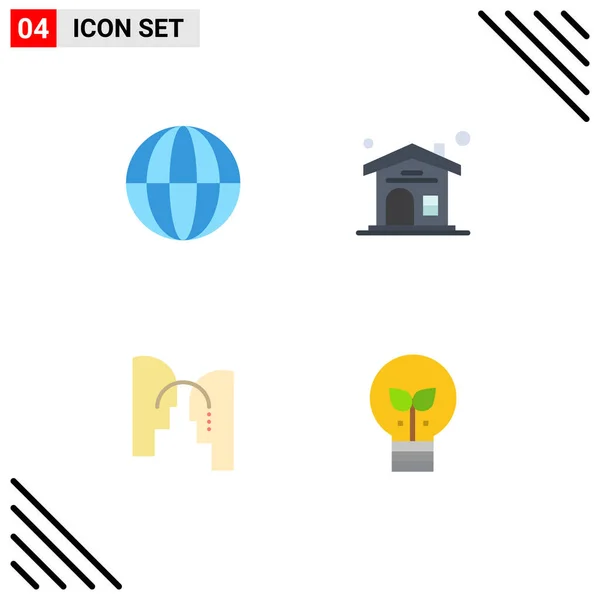 Set Vector Flat Icons Grid Earth Mind Internet Real Estate — Archivo Imágenes Vectoriales