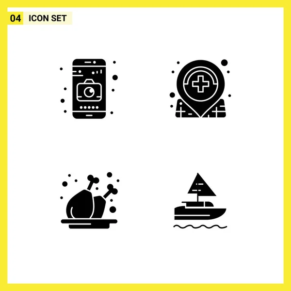 Thematic Vector Solid Glyphs Editable Symbols Application Meat Care Medical — Stock Vector