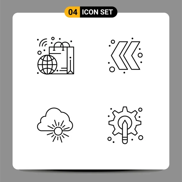 Mobile Interface Line Set Pictograms Bag Spring Smart Left Designer — Stock Vector