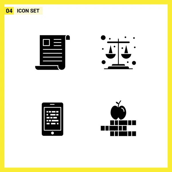Set Commercial Solid Glyphs Pack Data Read Office Justice Secure — Stock Vector