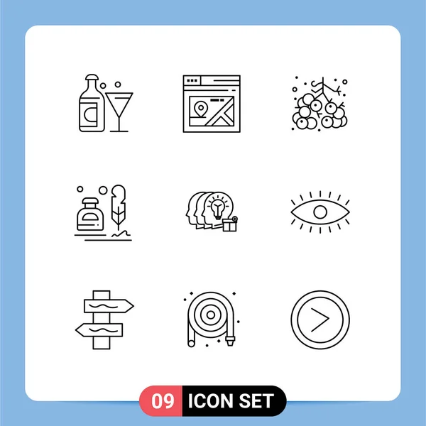 Creative Icons Modern Jelek Szimbólumok Ötlet Levél Bogyók Prém Tinta — Stock Vector