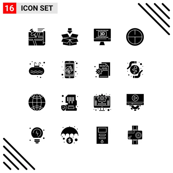 Universal Icon Symbols Group Modern Solid Glyphs Ladder Military Badge — Stock Vector