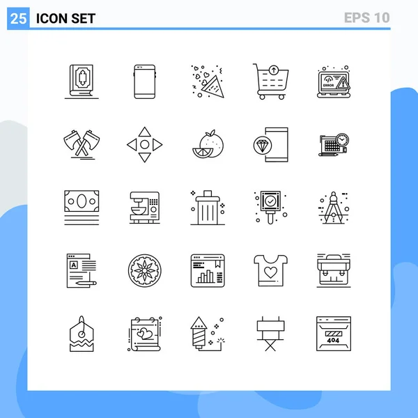 Set Icone Moderne Simboli Segni Codifica Commerce Checkout Cuore Elementi — Vettoriale Stock