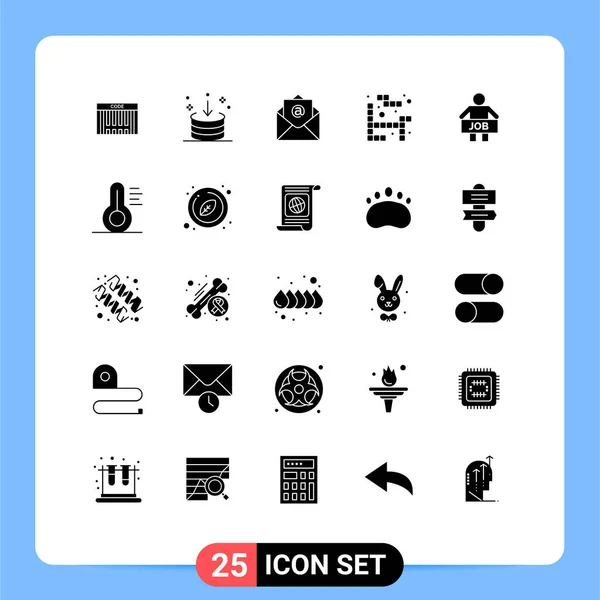 现代25套实体字形和符号 如办公 可编辑向量设计元素 — 图库矢量图片