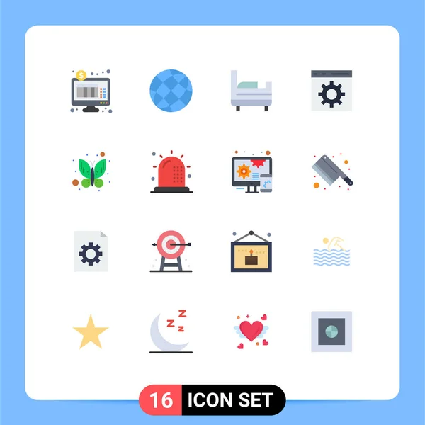 Universal Icon Symbols Group Modern Flat Colors Entom Butterfly Globe — Διανυσματικό Αρχείο