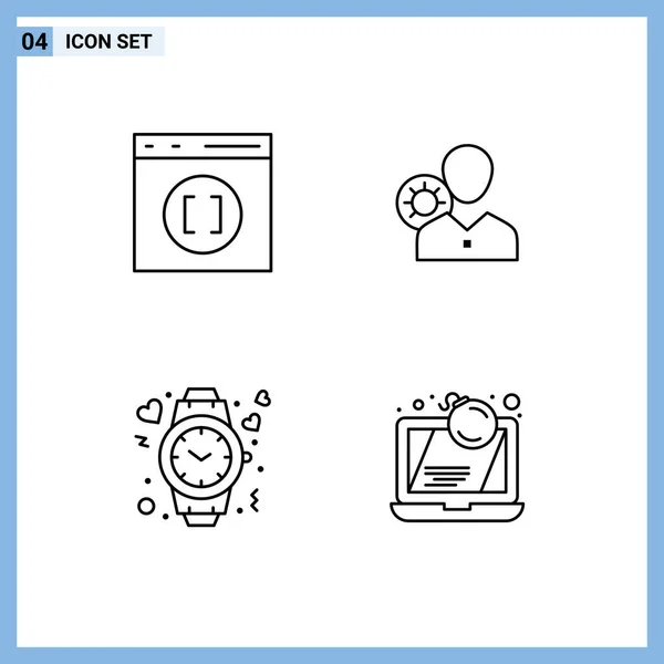 Conjunto Icones Modernos Símbolos Sinais Para Navegador Perfil Desenvolvimento Engrenagem — Vetor de Stock