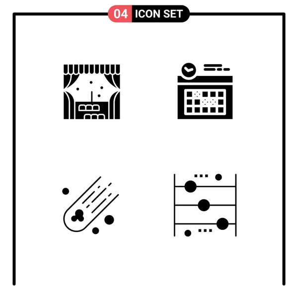 Modernes Set Von Festen Glyphen Und Symbolen Wie Gebäude Raum — Stockvektor