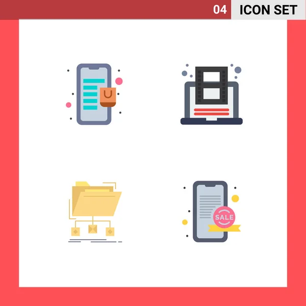 Flat Icon Pack Universal Symbols Bag Backup Online Store Files — 스톡 벡터