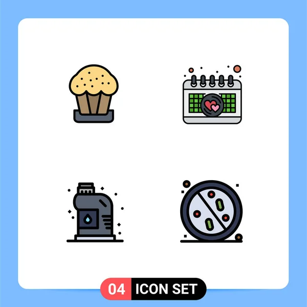 Filledlineフラットカラーパックケーキ 配管工 イースター 抗編集可能なベクトルデザイン要素の4ユニバーサルシンボルのパック — ストックベクタ