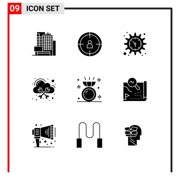 Universal Icon Symbols Group Modern Solid Glyphs Ring Engagement Time — Vector de stoc