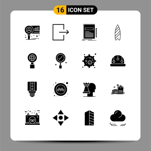 Universal Icon Symbols Group Modern Solid Glyphs Internet Surfing Dokument — Stockový vektor