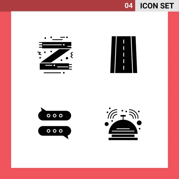 Set Vector Solid Glyphs Grid Accessories Chat Fashion Road Chatting — Vector de stock