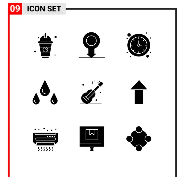 Mobile Interface Solid Gyph Set Pictograms Arrow Use Time Music — Archivo Imágenes Vectoriales