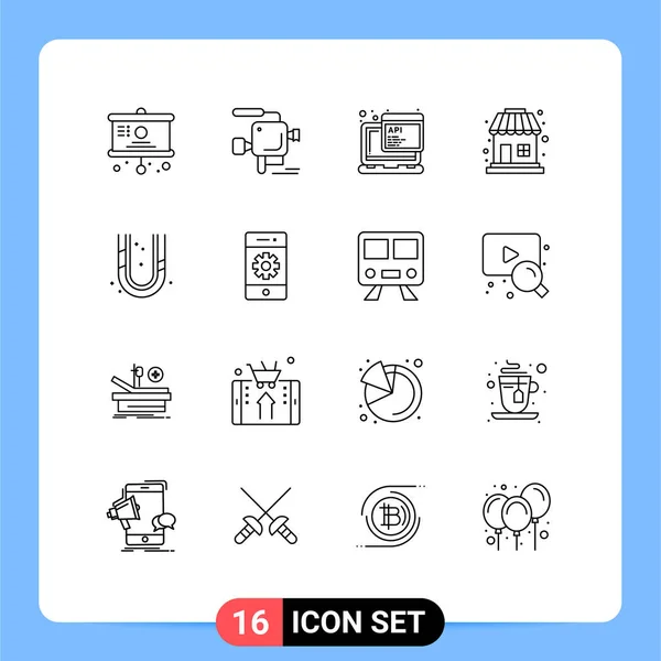 水暖工 商铺可编辑矢量设计元件用16行符号及符号的库存矢量包装 — 图库矢量图片