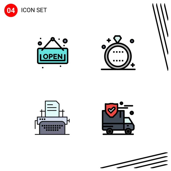 Creative Icons Modern Signs Sysymbols Open Fax Celebration Ring Machine — Vector de stock