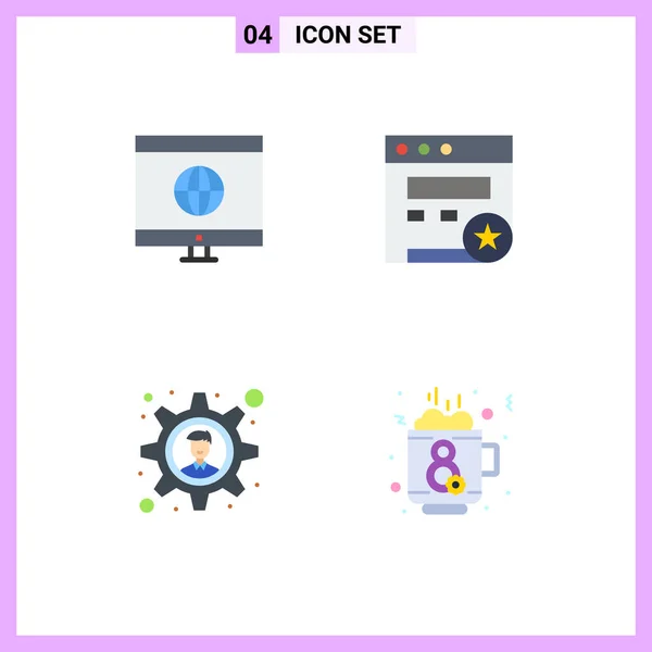 User Interface Flat Icon Pack Modern Signs Symbols Computer Coffee — Stock Vector