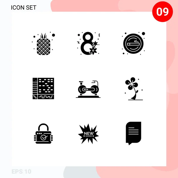 Interface Usuário Solid Glyph Pack Modern Signs Symbols Computer Application — Vetor de Stock