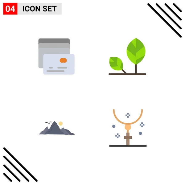 Universal Icon Symbols Group Modern Flat Icons Card Landscape Earth — Stock Vector