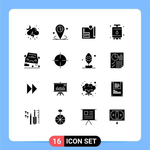 Modern Set Solid Glyphs Symbols Power Energy Placeholder Cook Page — Stock Vector