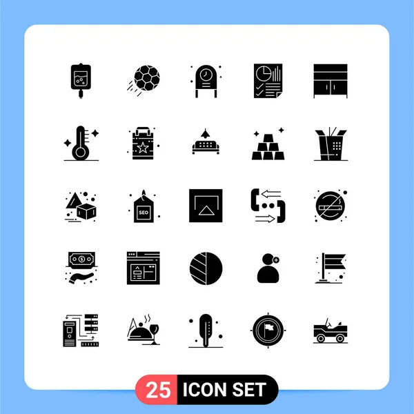 Set Modern Icons Sysymbols Signs Report Document Sport Data Party — Vector de stock