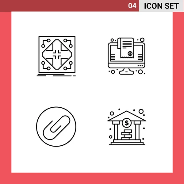 Group Filledline Flat Colors Signs Symbols Data Attachment Matrix Cart — Διανυσματικό Αρχείο