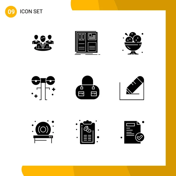 Mobile Interface Solid Glyph Set Pictograms Monster Eyed Big Ice — Stock Vector